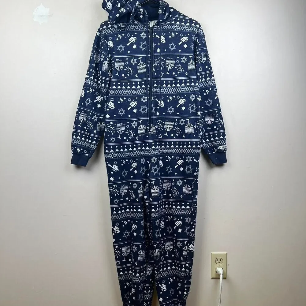Fabletics Hanukkah Onesie with White Holiday-Themed Pattern  Size S